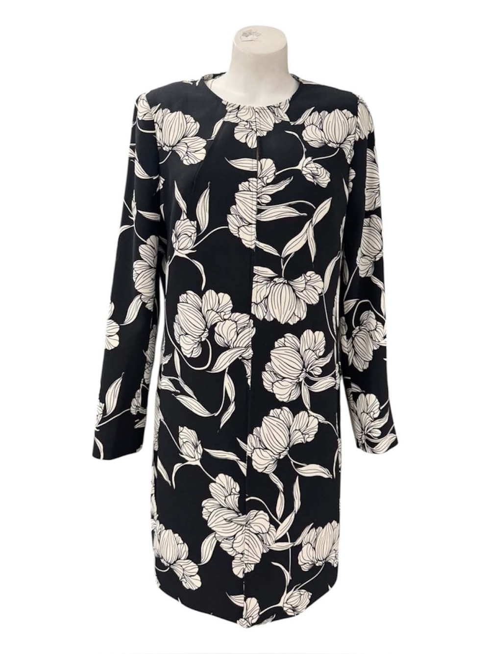 Melanie Lyne Black Floral Blazer Jacket - Elegant Long Sleeve Size S